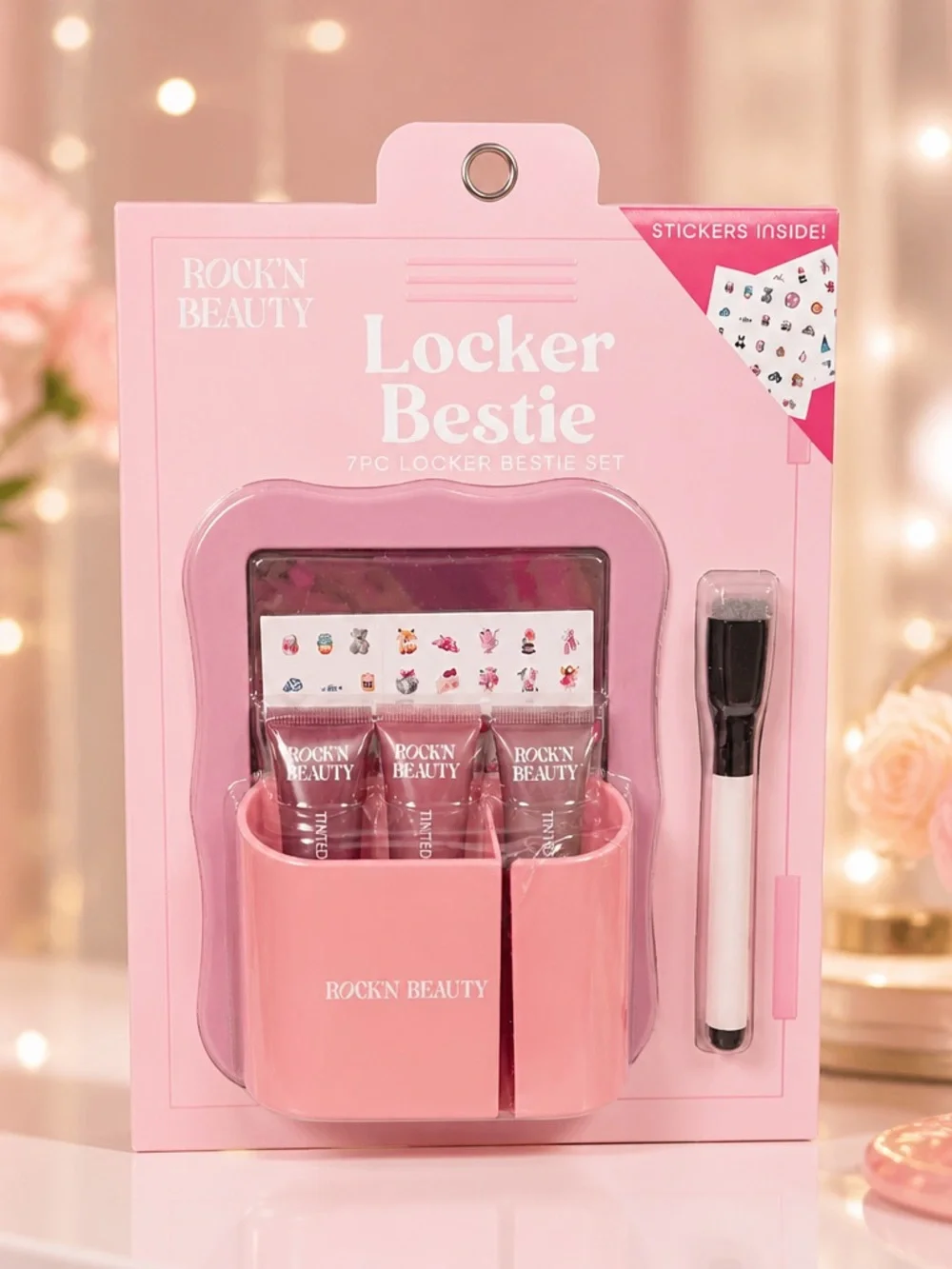 Rock’n Beauty Locker Bestie 7 Pc Beauty Gift Set Pink New